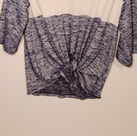 Gap Front Tie Blue White Striped Heathered Sweater XS Relaxed Fit - Picture 3 of 8